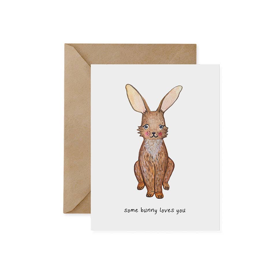 Red and Wolf Paper Company - Wholesale Love Card - Riverine Rabbit "Some Bunny Loves You" Card0