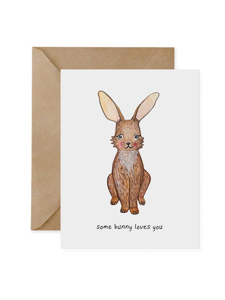 Riverine-kanin "Nogen Kanin Elsker Dig" Kort for engroshandel hos Red and Wolf Paper Company