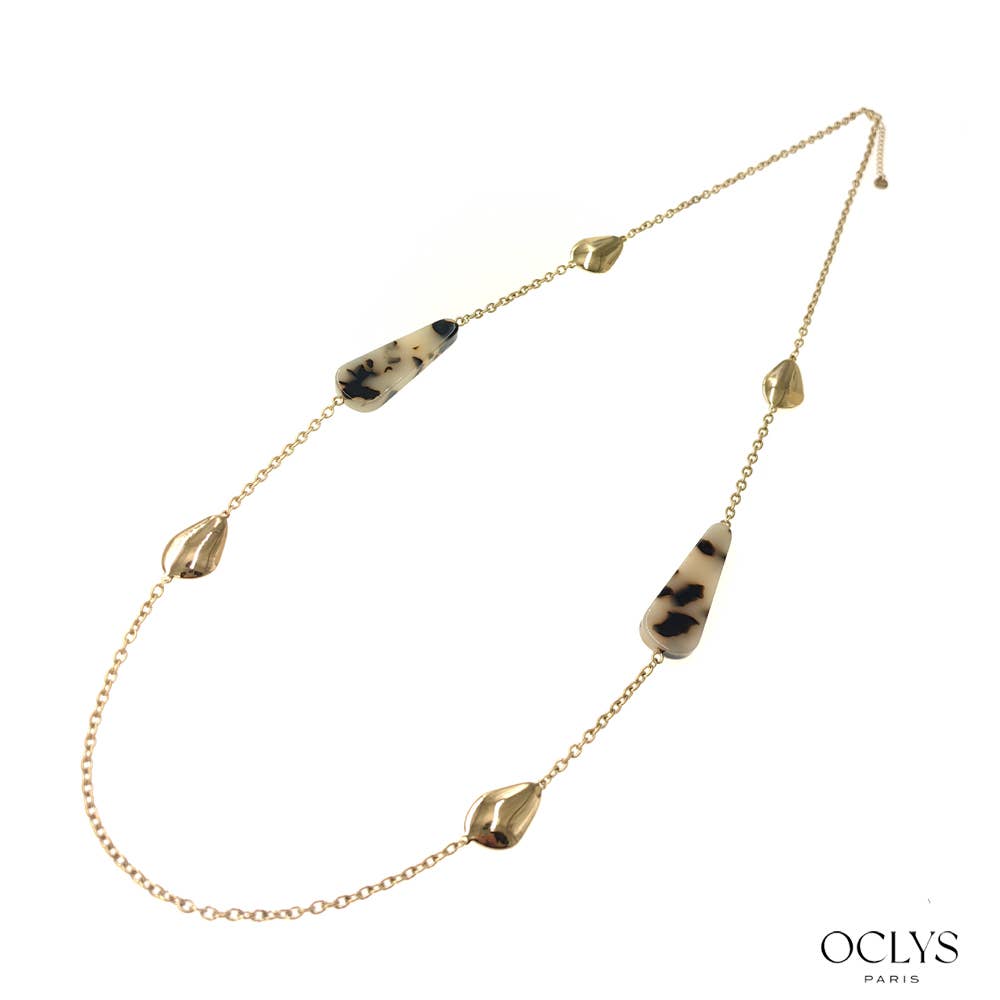 Oclys - Wholesale Y-Neck/Lariat Necklace - Utali long necklace in gold-plated stainless steel resin0
