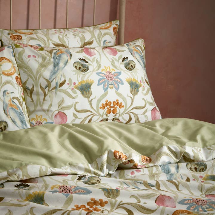 Songbird Traditional Floral Printed Duvet Cover Set Stone for wholesale on Faire