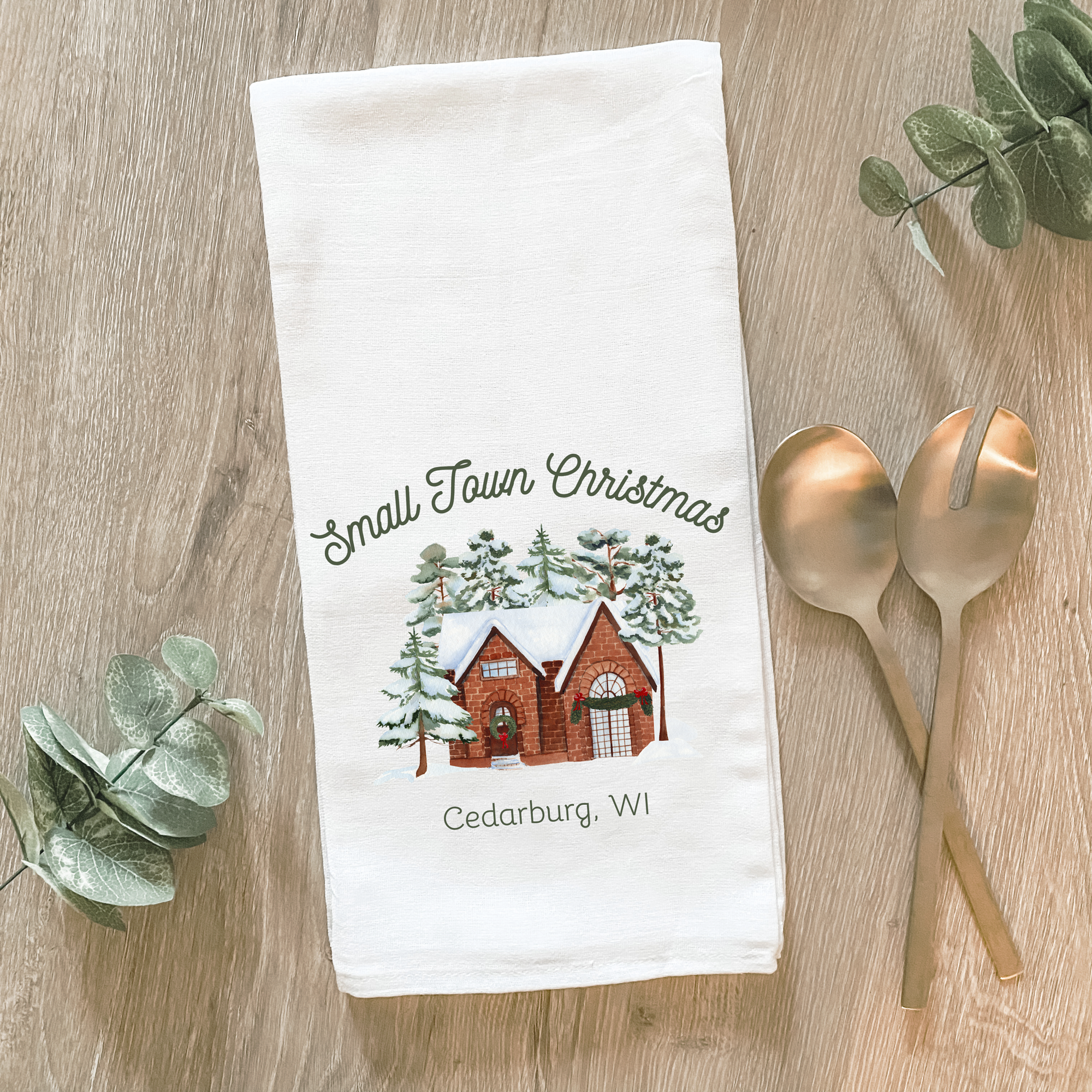 Lissi Designs - Wholesale Tea Towel - Custom Small Town Christmas City State - Cotton Tea Towel0