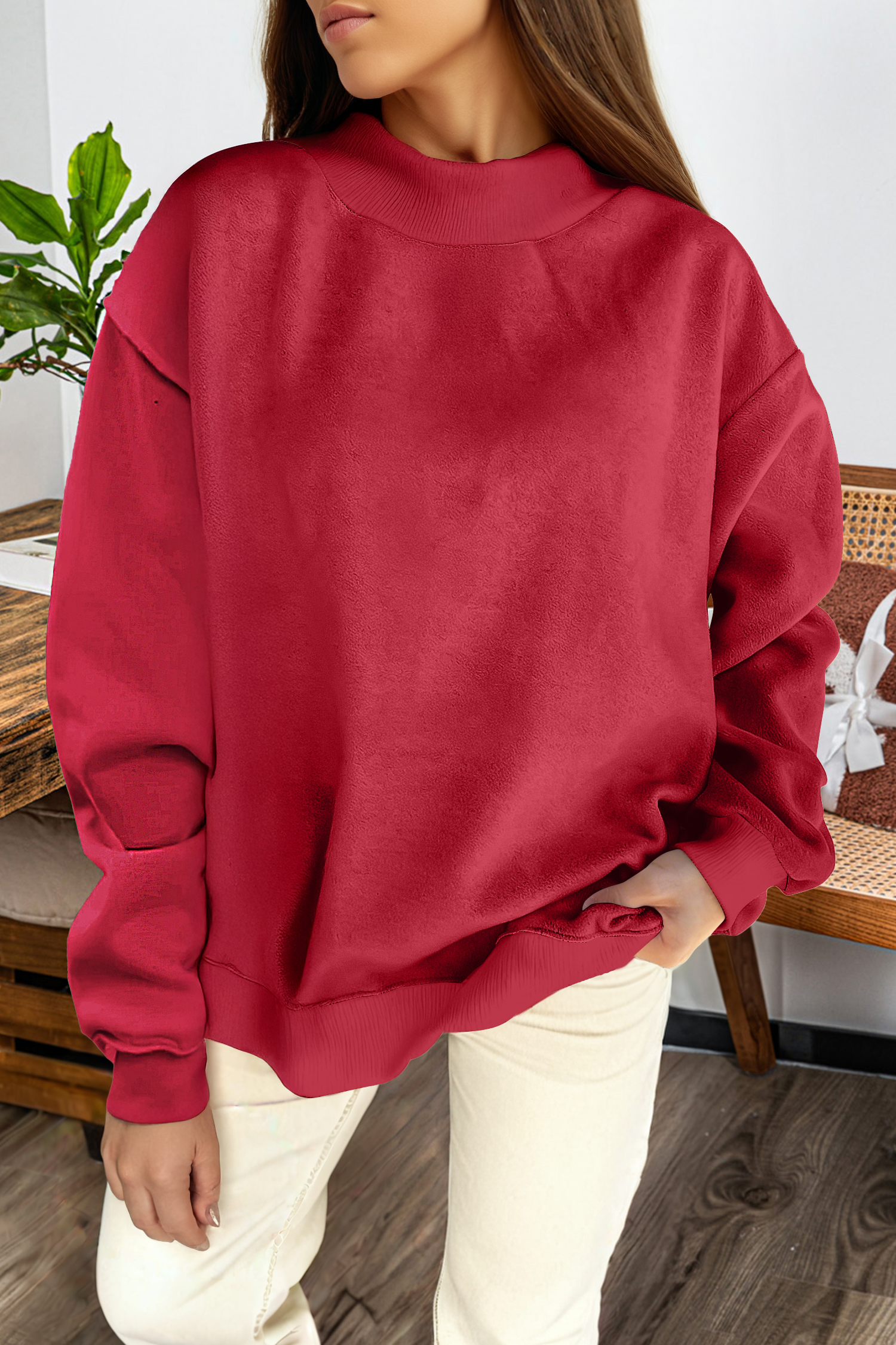 fashionworks - Vente Sweat-shirt – femme - Sweat-shirt réversible à col montant et épaules tombantes oversize2