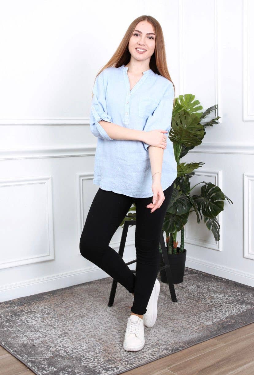 LÉA & LUC - Wholesale Button Down Shirt - Women's - 100% Linen Blouse REF. 636786