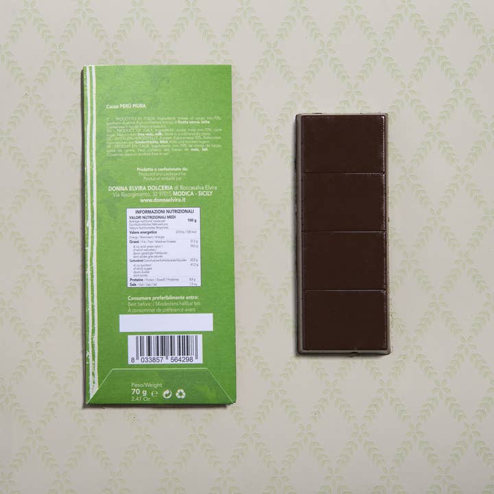 DONNA ELVIRA dolceria di Roccasalva Elvira - Vente Barre chocolatée - Chocolat d'origine unique Pérou Piura