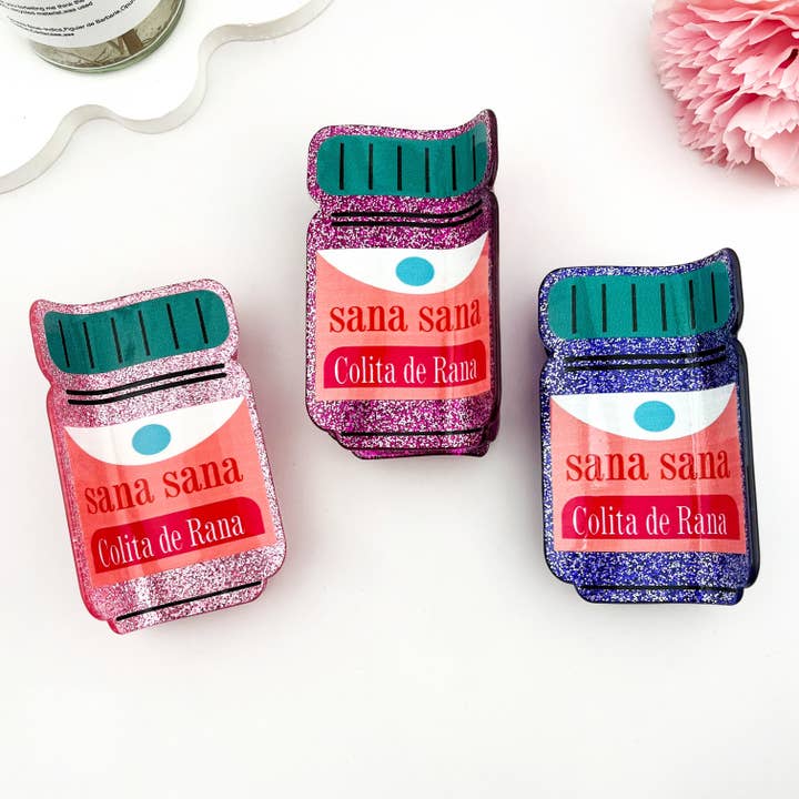 Glitter PVC Pill Bottle Hair Claw Clip for wholesale by mildstyles