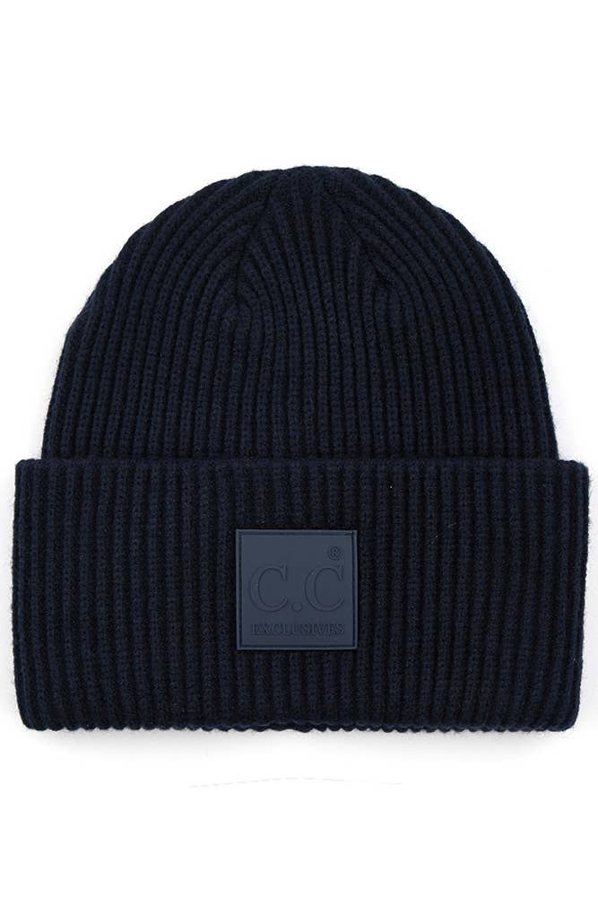 Hana - Wholesale Beanie - Women's - C.C Solid Ribbed Knit Beanie With Rubber Patch5