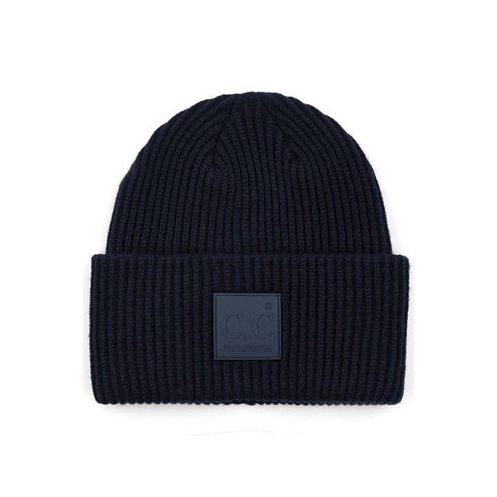 Hana - Wholesale Beanie - Women's - C.C Solid Ribbed Knit Beanie With Rubber Patch5