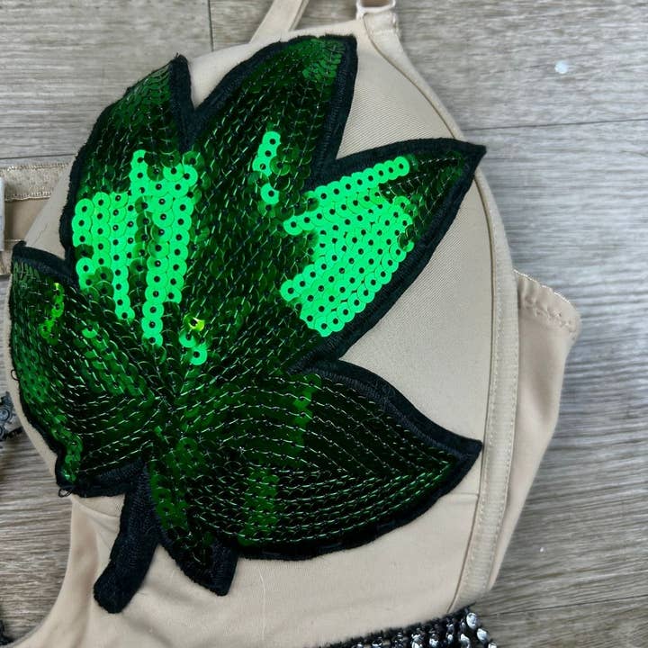 The Modern Alien – Engroshandel Bralette - Dame – Grøn pailletter Marjuana Rave Bh