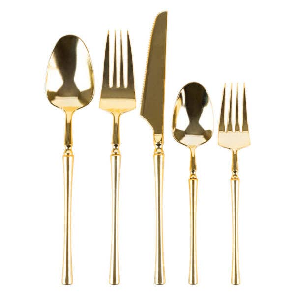 Infinity Collection Gold Flatware Set 40 Count -Setting for 8 for wholesale by Posh Setting