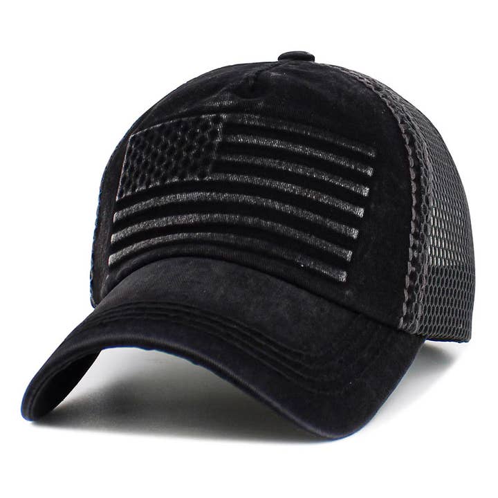 Sensibling Corp. - Wholesale Trucker Hat - Unisex - American USA Flag Patch Pointed Mesh Back Trucker Hat4