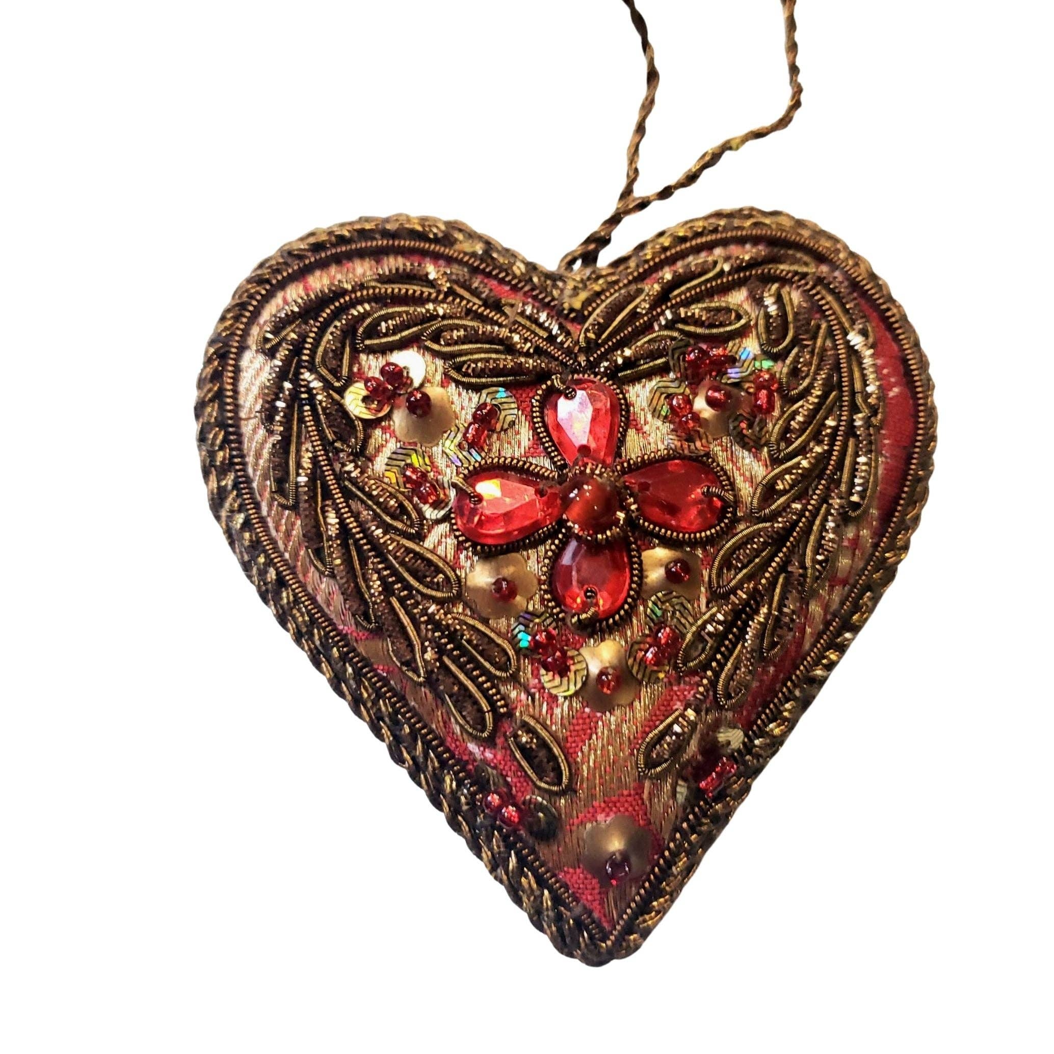 BoutiqueByMariam - Wholesale Ornament - Embroidered Red Heart Christmas Ornament, Valentines Day2