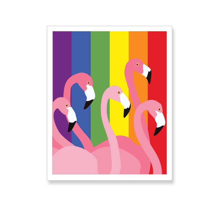 Autocolante Vinil Flamingos Rosa com Bandeira Gay Pride por atacado de Apartment 2 Cards