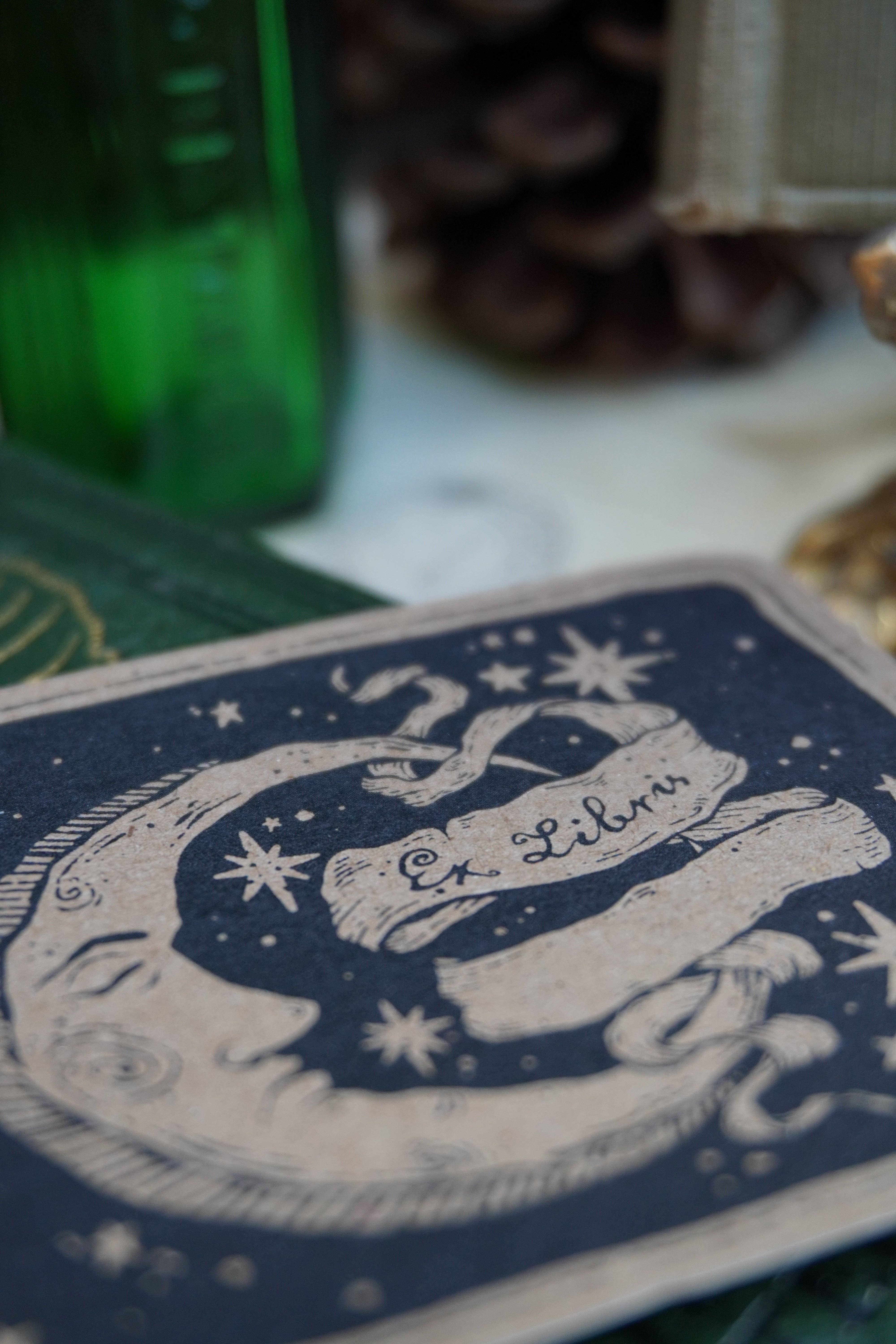 Tooth and Toad - Vente Autocollant - Autocollant Ex Libris lune | Papier kraft2