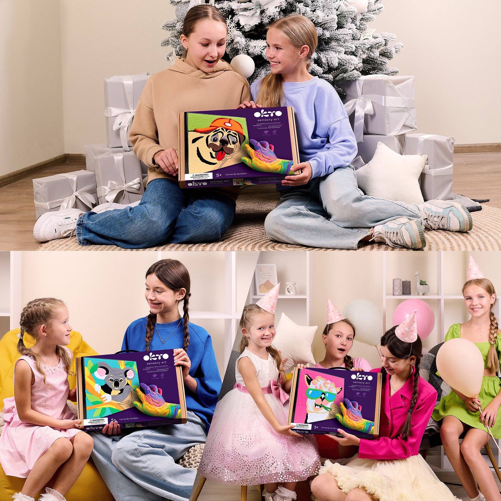 Fainotoys - Wholesale DIY Craft Kit - Kids - OKTO Clay by Numbers — Lama — (16.54×12.01 in) — Ages 5+6