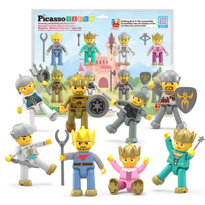 PicassoTiles 8pc King & Knights Magnetic Action Figures for wholesale by PicassoTiles
