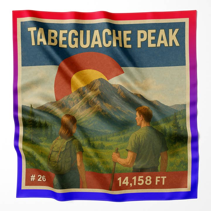 Tabeguache Peak Colorado 14er Microfiber Cloth Bandana for wholesale by Map the Xperience