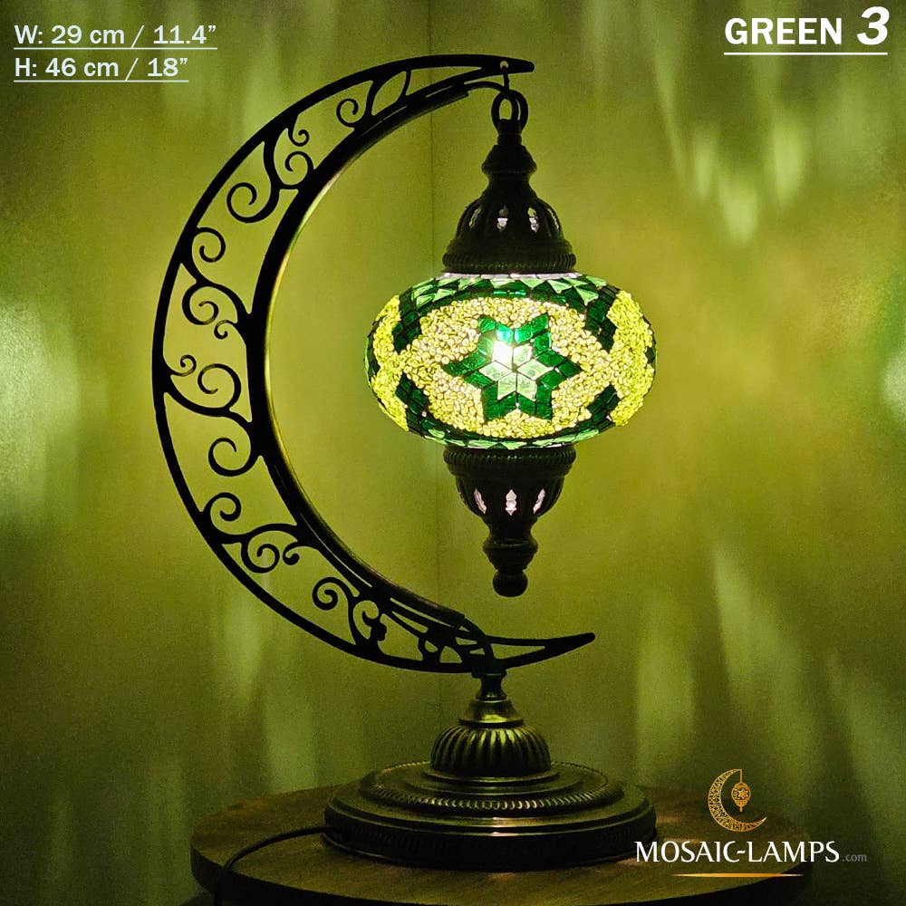 Mosaic Lamps - Wholesale Accent/Desk Lamp - 10+ Colors - Moroccan Moon Table Lamp, Arc, Murano Crescent21
