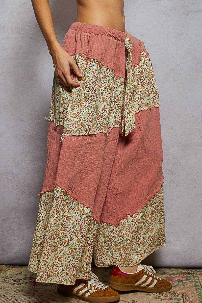 Pol Clothing - Wholesale Pants - Women's - Double gauze frayed edge detail woven pants6