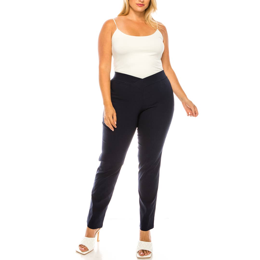 Women's Plus Size Full Length Casual Office Solid Pants for wholesale by MOA COLLECTION