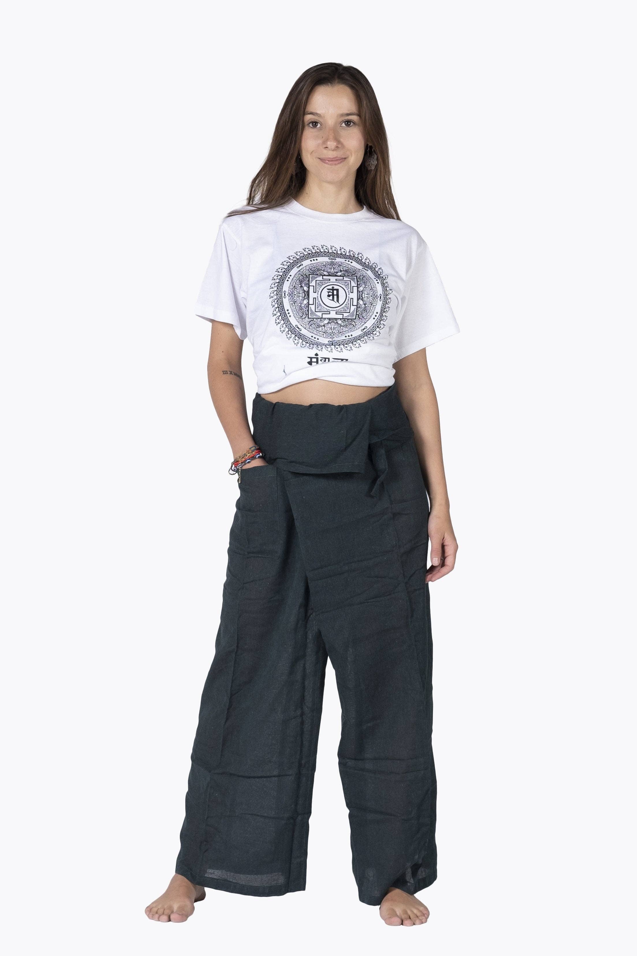 HimaOriginals - Venta al por mayor Pantalones - Mujer - Pantalón de algodón tailandés estilo pescador, boho hippie, ajuste relajado0