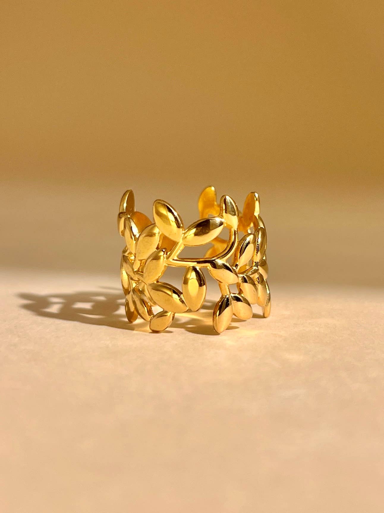 COSMOS - Vendita all'ingrosso Anello midi/a fascia - Anello regolabile in acciaio inox a forma di fogliame0