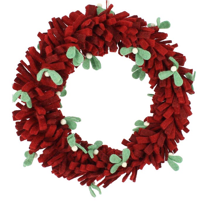Red Mistletoe Wreath for wholesale by Fiona Walker England