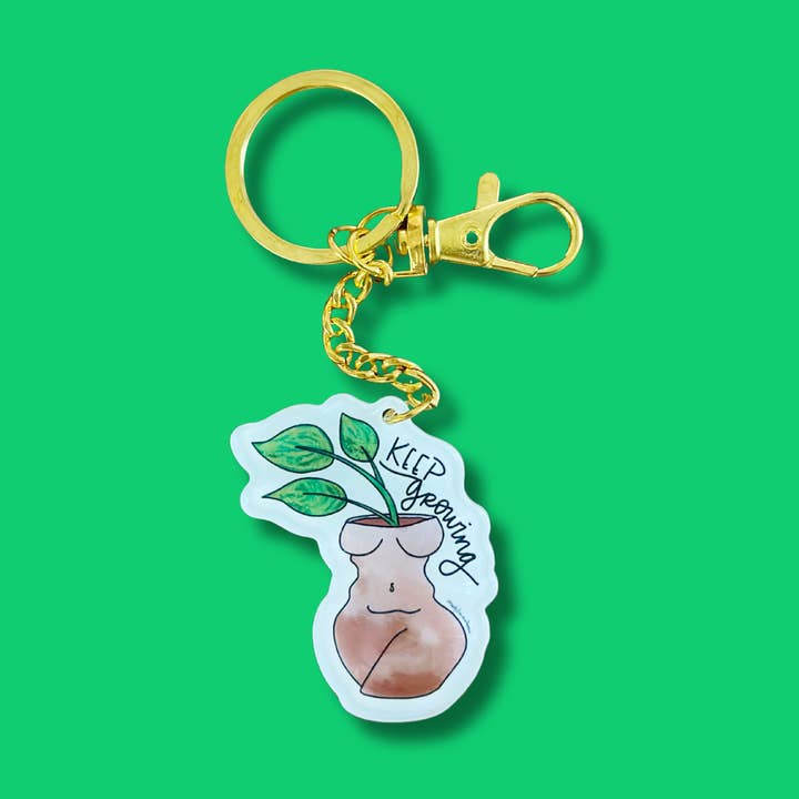 Mantenha o crescimento do chaveiro acrílico por atacado de Pretty Peacock Paperie - Women's Empowerment