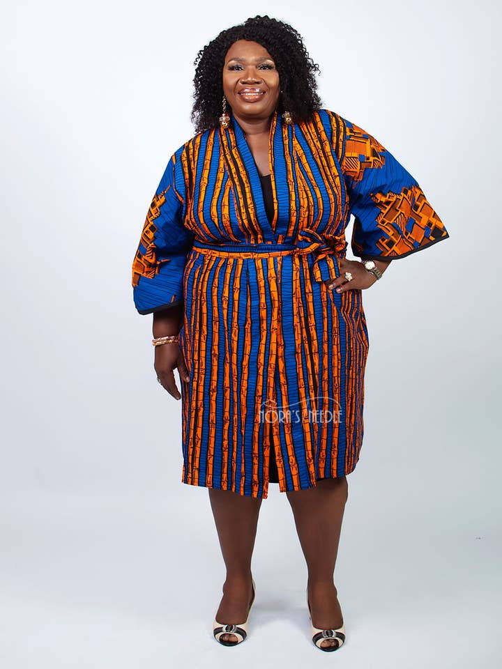 Nneoma African Print Kimono Robe for engroshandel hos Nora's Needle