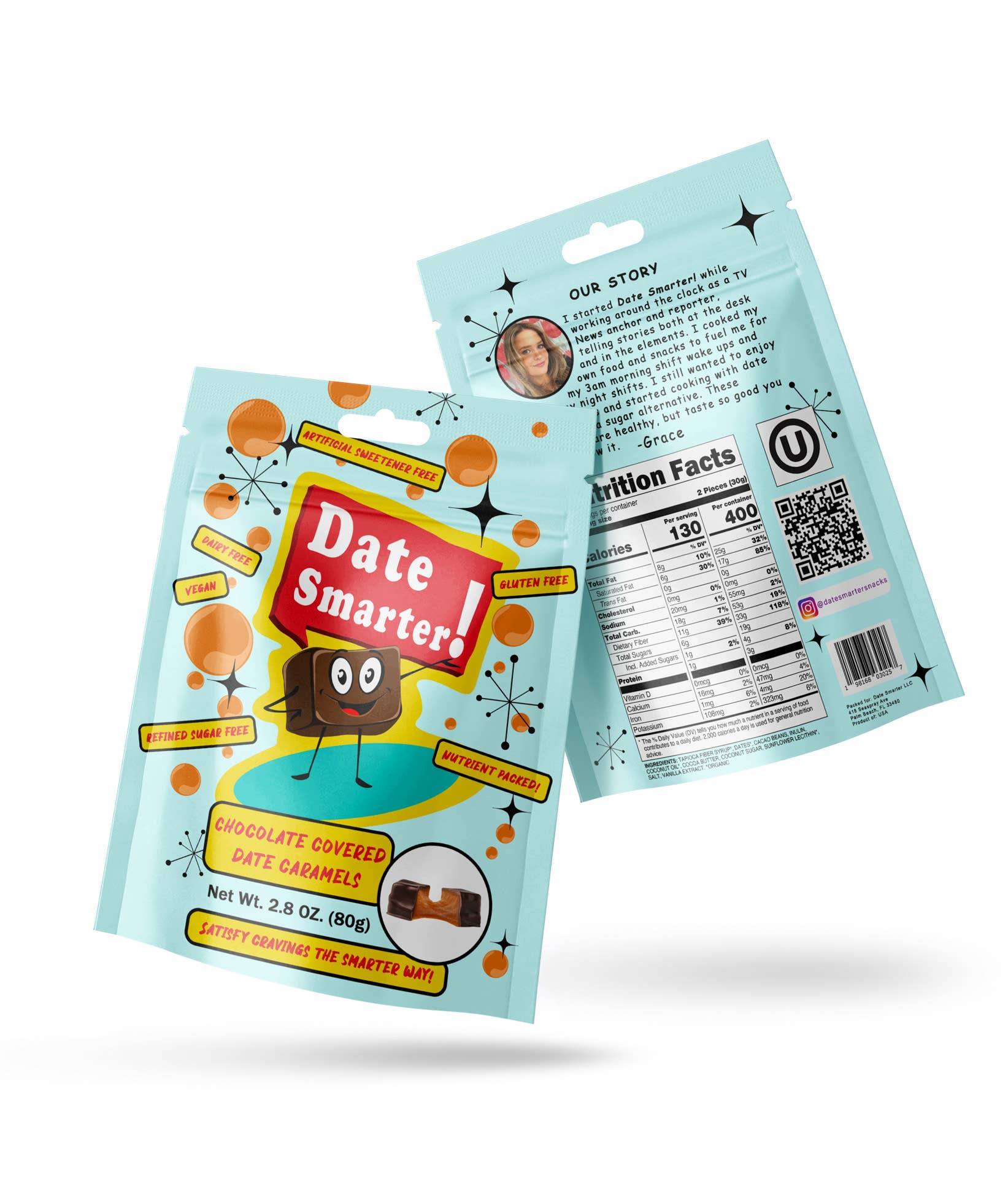 Date Smarter! - Vente Friandises enrobées de chocolat - Caramels aux dattes enrobées de chocolat - Boîte de 12