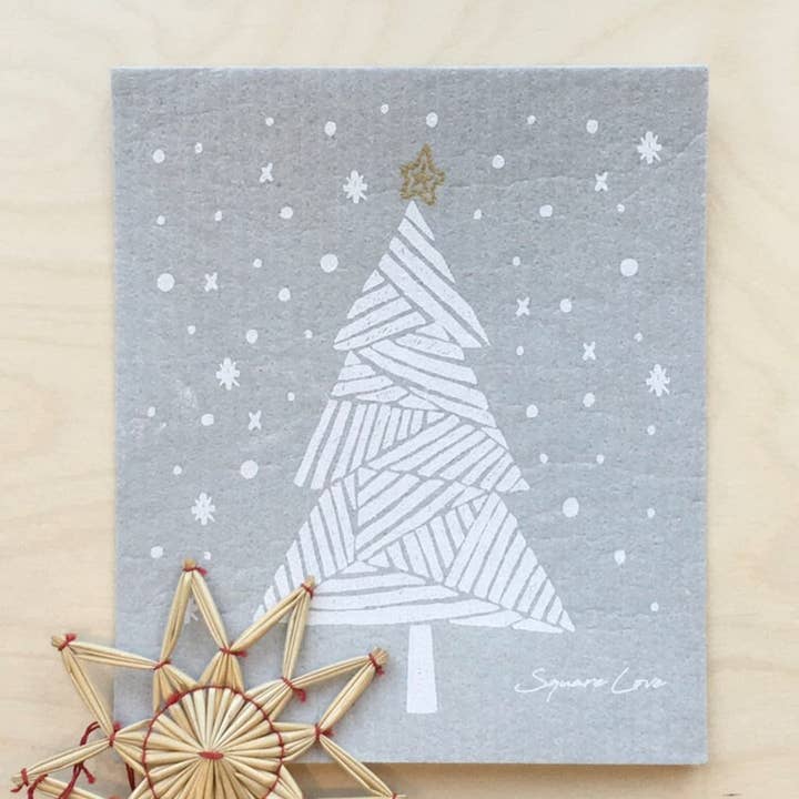 Snow Tree Swedish Dishcloth for wholesale by Square Love