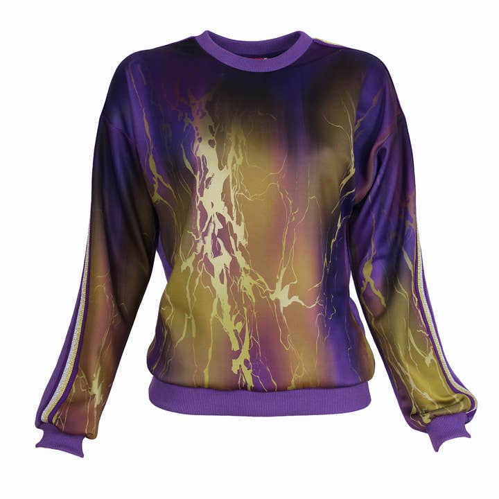 Abstract Print & Purple Paneled Sweatshirt for wholesale by Lalipop Design