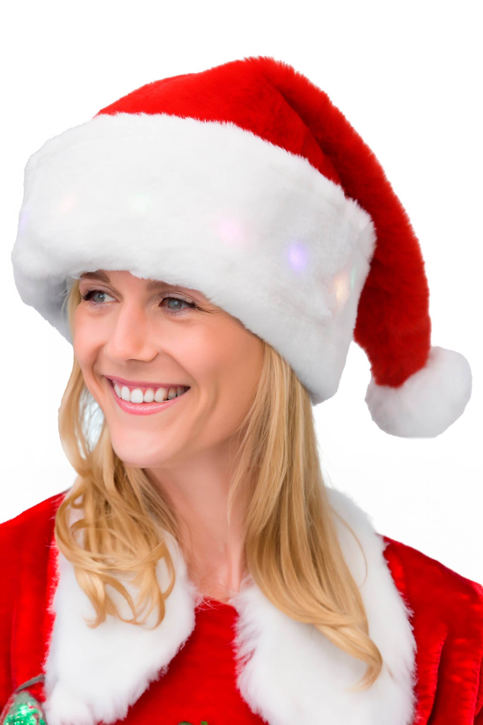 AS SHOWN Classic Led Light-up Thick Christmas Santa Hat for wholesale on Faire1