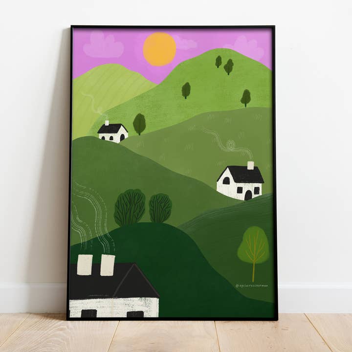 Över Kullarna - Irländskt Landskap Konsttryck för wholesale av By Claire Schorman