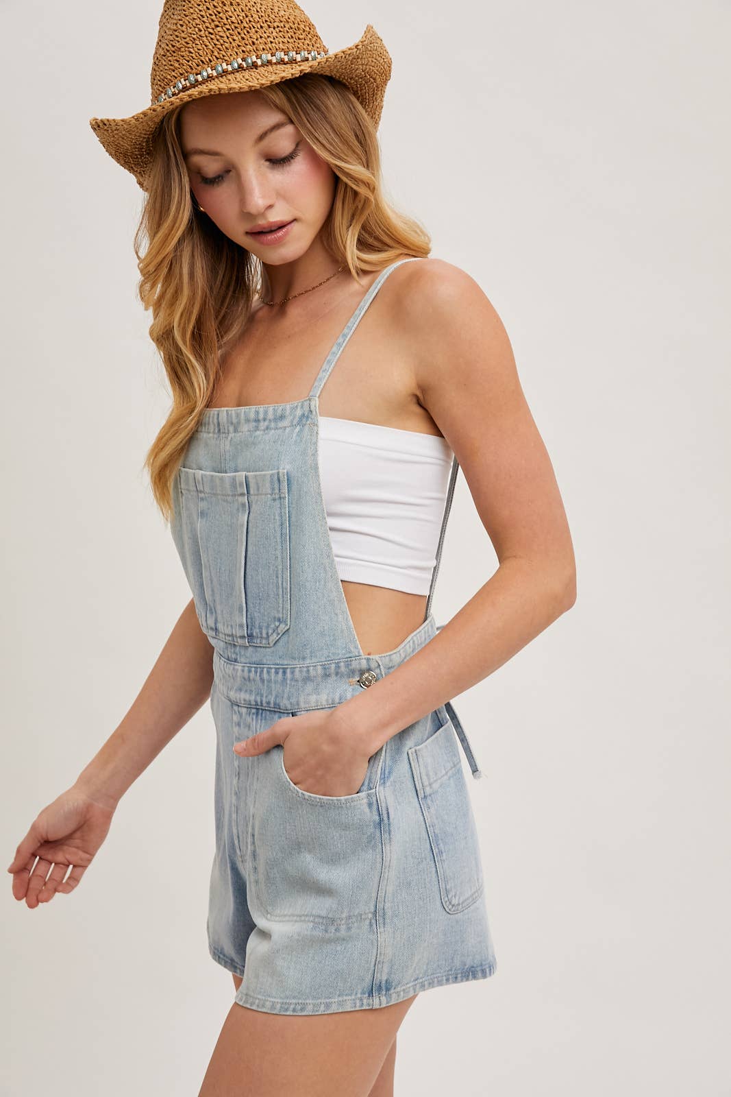 Bluivy – Engroshandel Overalls - Dame – OVERALDESHORTS I DENIM MED SLØJFE13