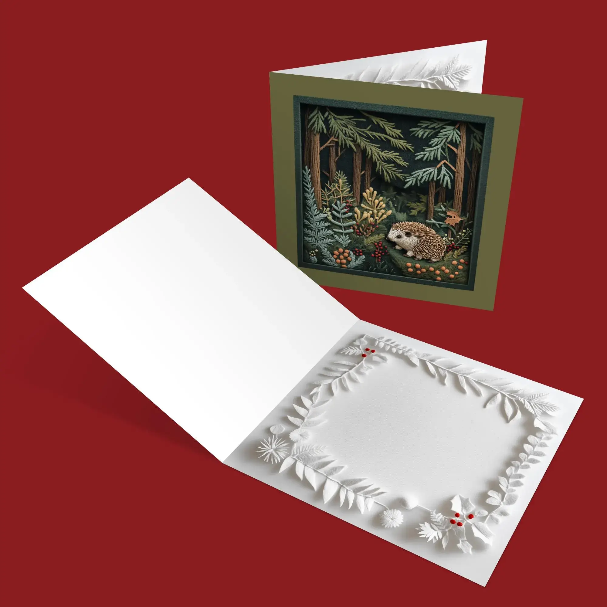 Good Post Day – wholesale Christmas card – Deep Forest Hedgehog 2D Printed Shadow Box Card2