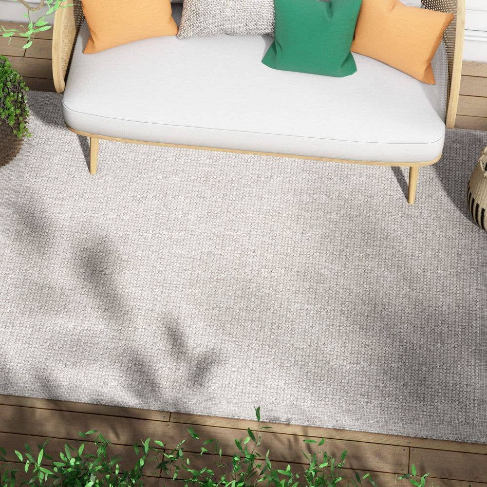 Well Woven - Wholesale Area Rug - Odin Solid & Striped Border Indoor Outdoor Grey Ivory0