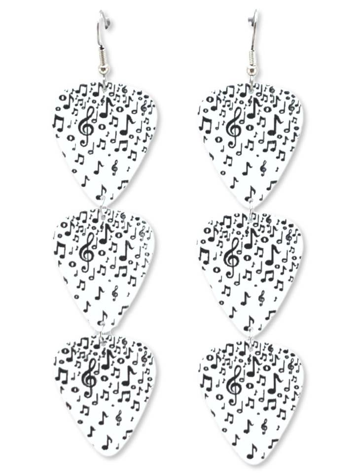 Boucles d'oreilles Music Notes Triple Guitar Pick pour la vente par Groupie Love