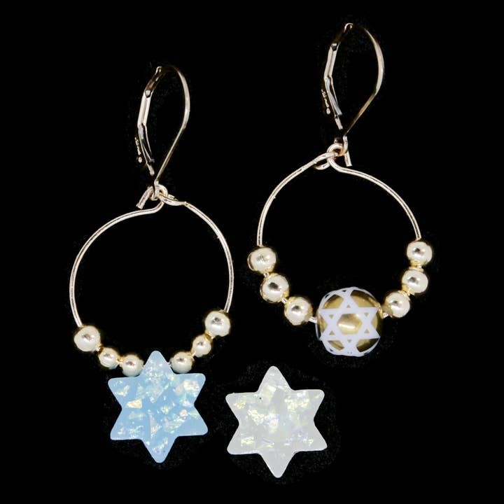 MT21GBEX Gold Bead Judaica Embellished Earrings Jewish for wholesale by Sea Ranch Jewelry