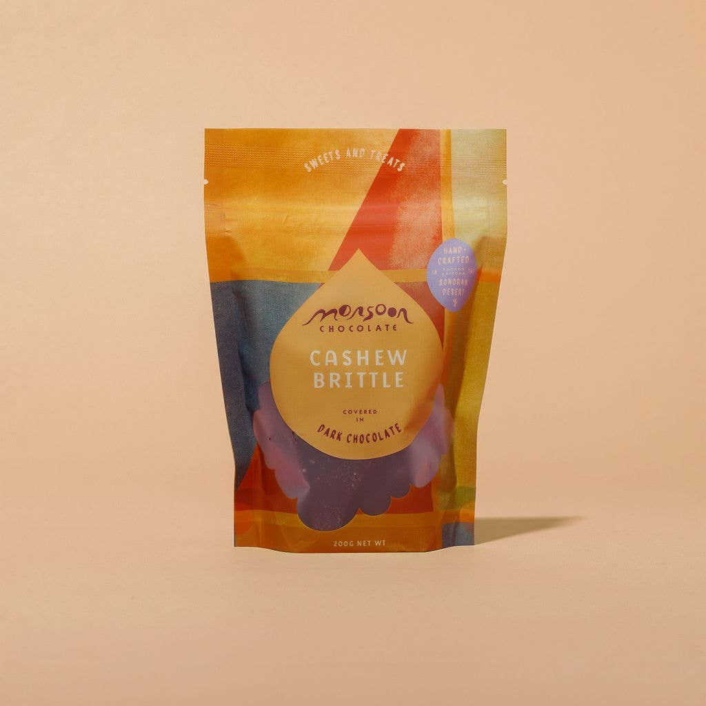 Monsoon Chocolate - Wholesale Chocolate Covered Sweets - Monsoon Cashew Brittle (Made with Dark Chocolate), 200g