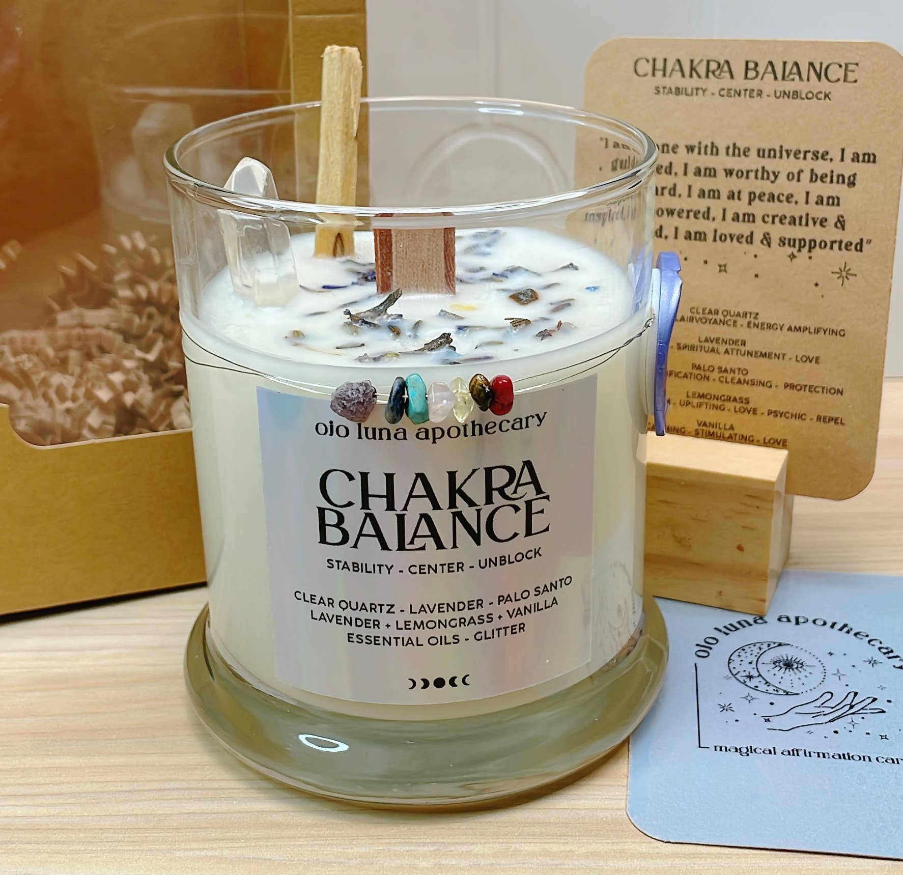 Ojo Luna Apothecary – Großhandel Kerze im Glas / gefüllte Kerze – Chakra Balance Intention Kerze2