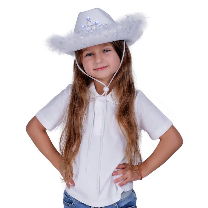 Play N Party - Wholesale Cowboy Hat - Kids - Child Cowboy Hat with Blinking Tiara and Feathers – Light-Up