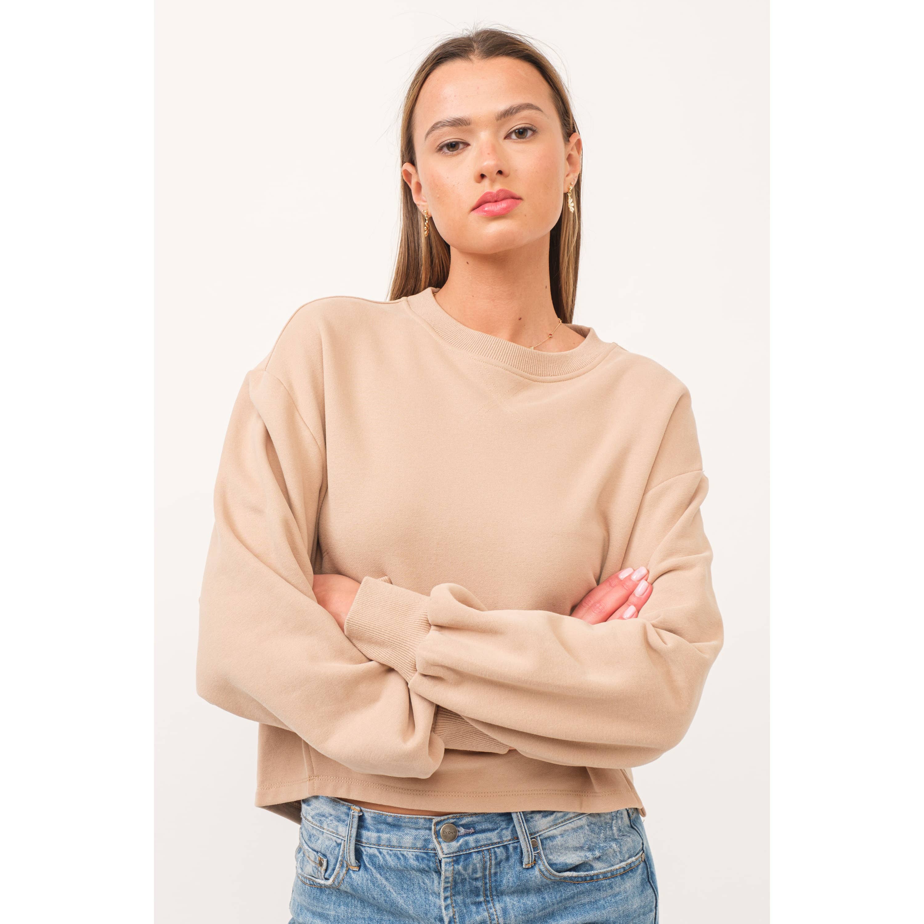 The GREii - Wholesale Sweatshirt - Women's - Cutout Rib Fleece Sweatshirt5