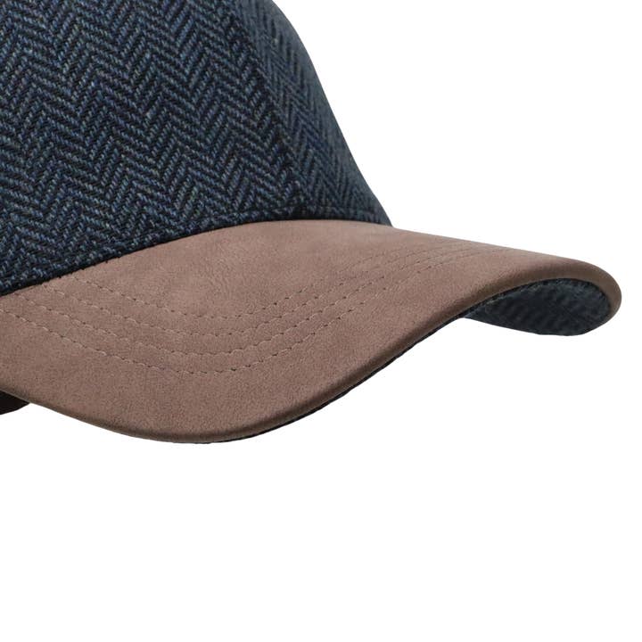Alba Wholesale - Wholesale Baseball Cap - Women's - Herringbone Tweed Baseball Cap with Contrast Suede Peak.5