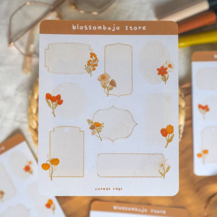 Stickersheet - Vintage Tags for wholesale by BlossomBujo Store