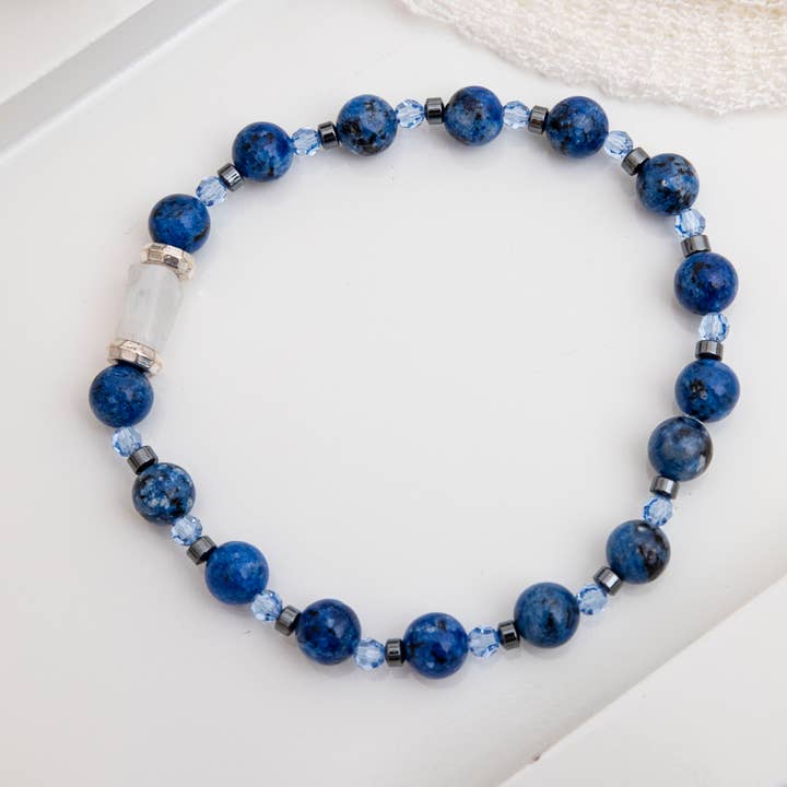 Bracelet d'Agate bleu pour hommes for wholesale by Bijoux Lyne Meikle