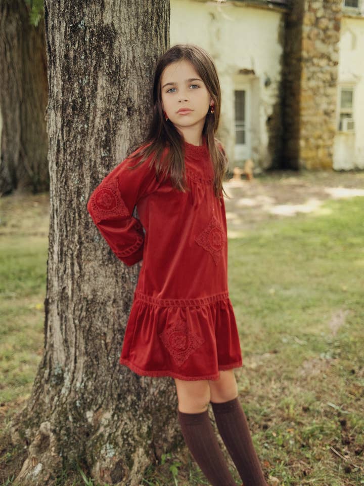 Vestido de Renda de Veludo por atacado de Hush.Shop