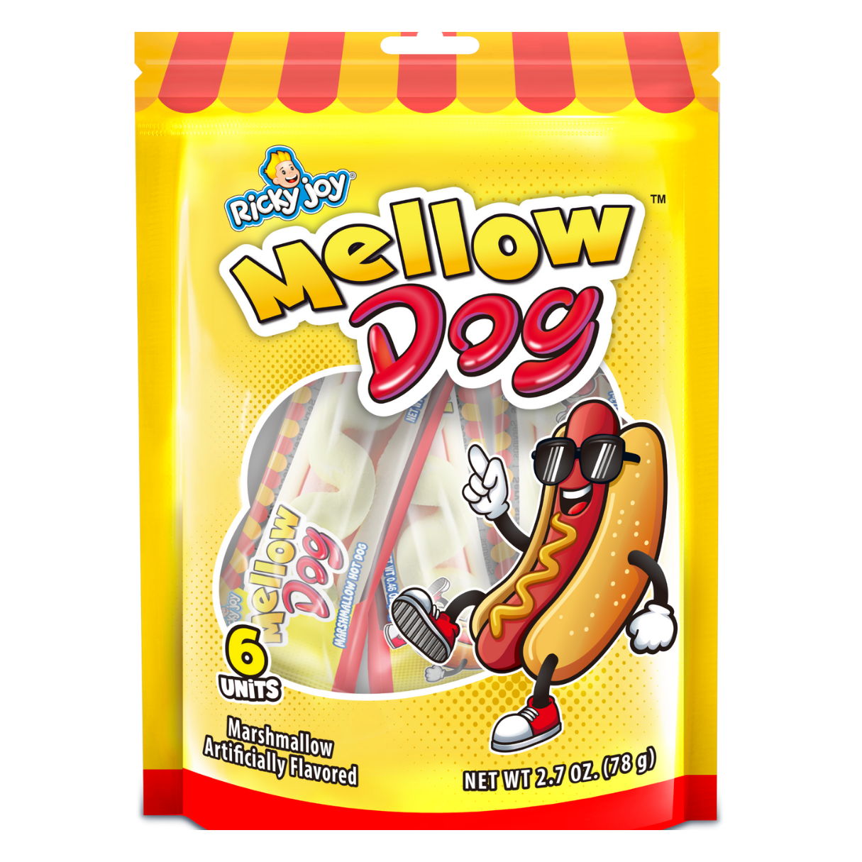 I Got Your Candy - Wholesale Marshmallow - Ricky Joy Hot Dog Mellow Peg Bag 78g - 18ct0