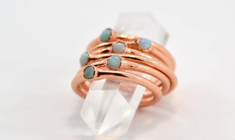 Daddy Daughter Jewelry – Anel de pedra única/solitário por atacado – Anel de opala | Anel de opala delicado | Pedra crua de opala | Anel mínimo7