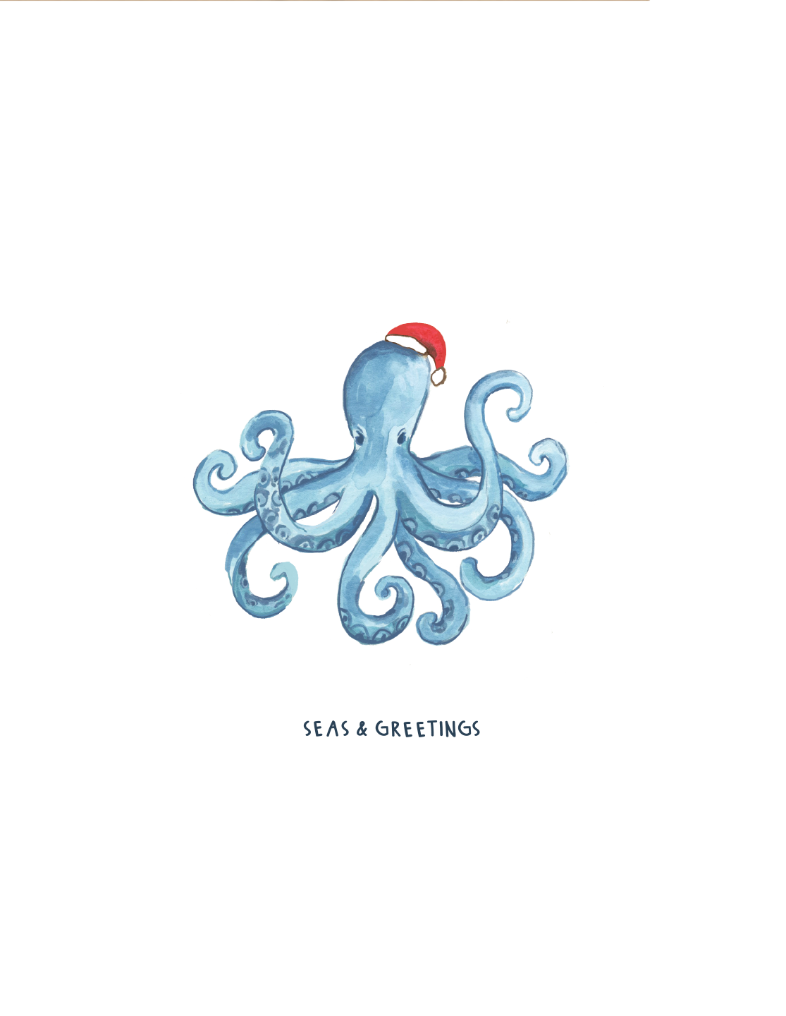 Jessica Frasz Studio - Vente Cartes de Noël - Carte de vœux Coastal Holiday Octopus1