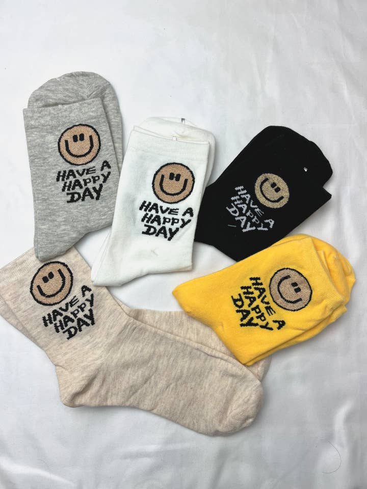 Ofama boutique - Wholesale Socks - Women's - Have a happy day sock